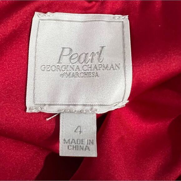 NWT!Pearl of Marchesa Red/Purple Beaded Embroidered Tulle Prom Party Dress Sz 4 - Picture 14 of 15